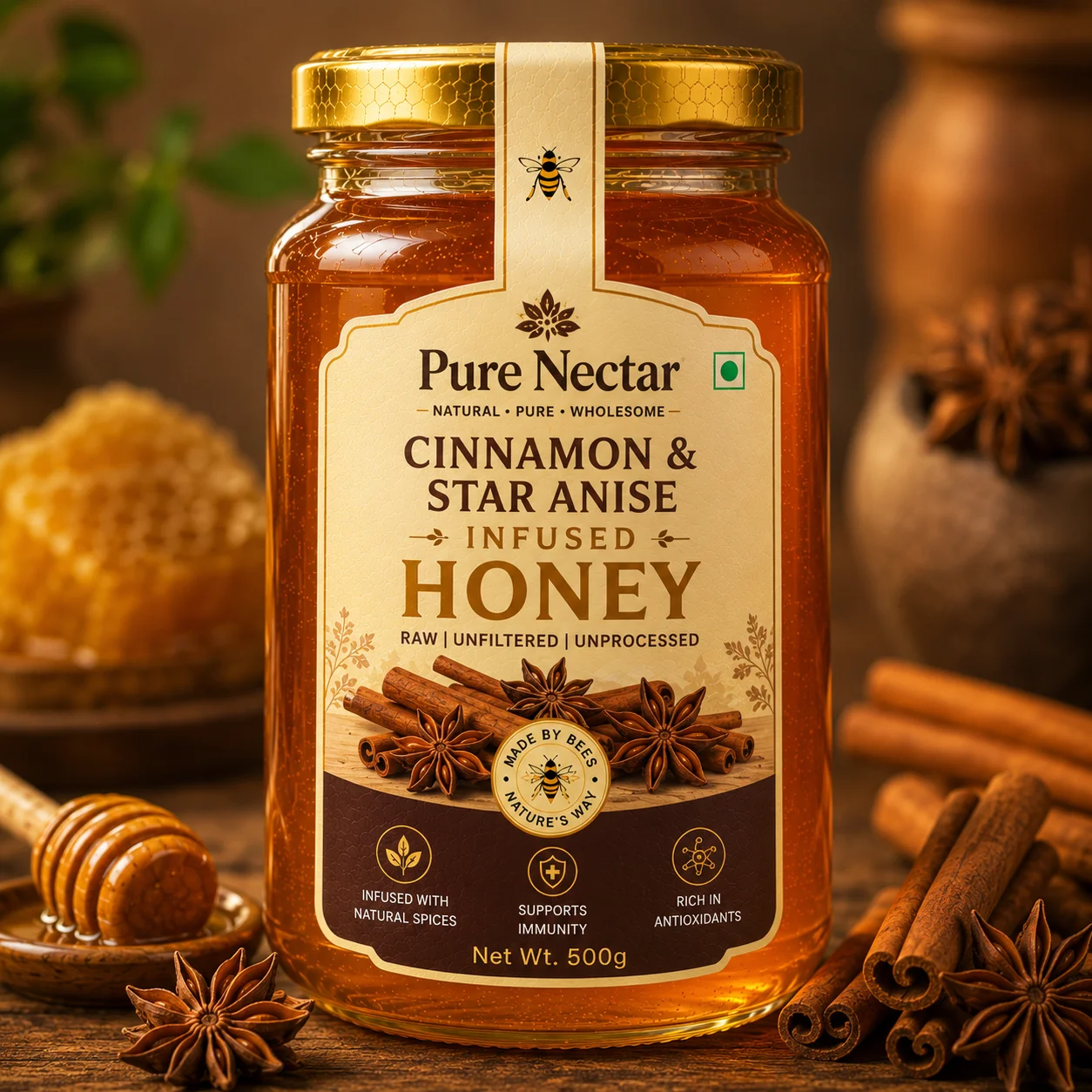 Cinnamon & Star Anise Infused Honey