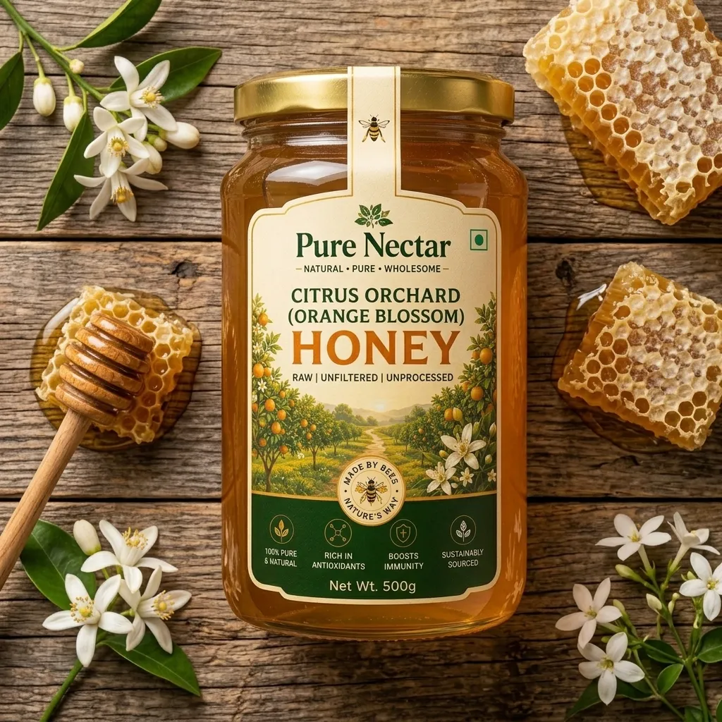 Citrus Orchard (Orange Blossom) Honey Flat Lay