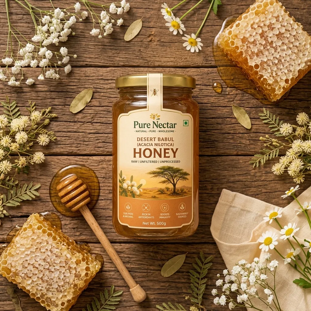 Desert Babul (Acacia Nilotica) Honey Flat Lay